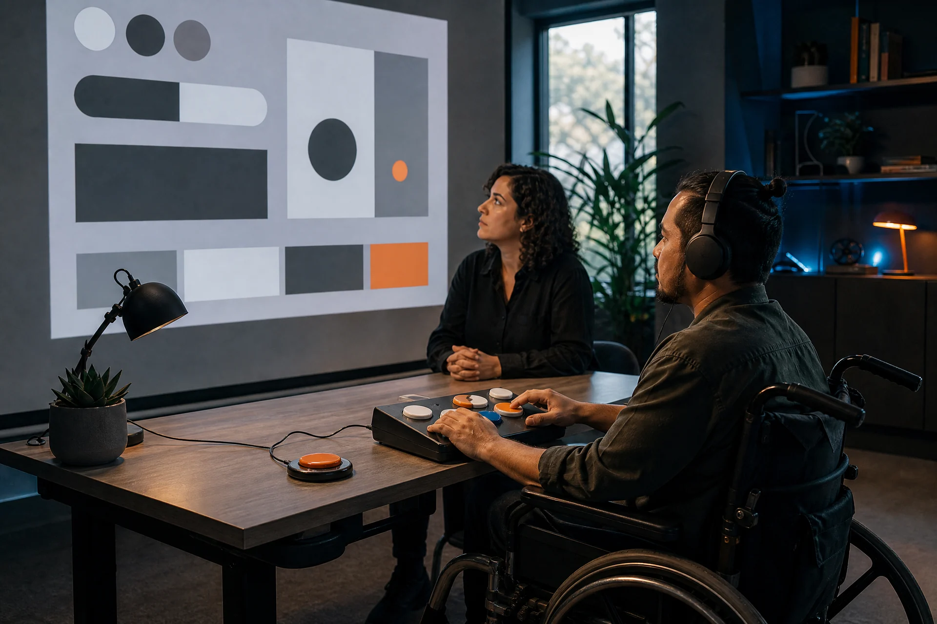 Tester using an adaptive controller during an accessibility inspection