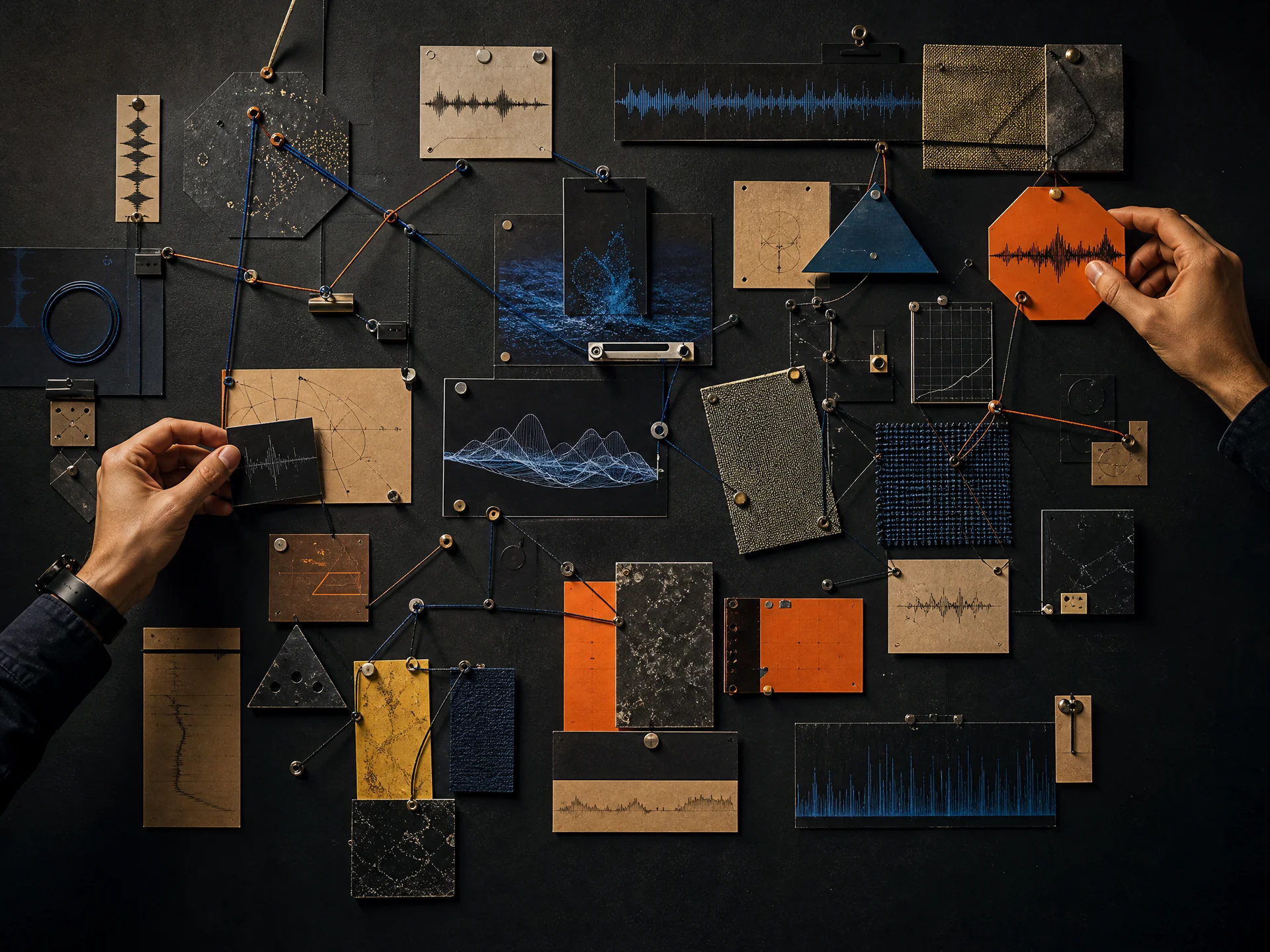 Hands arranging a tactile modular curriculum map